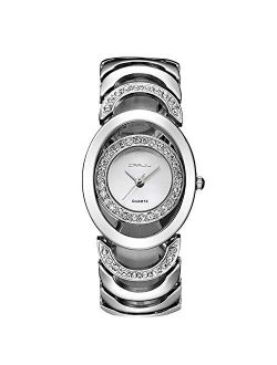 Fashion Women Watch Shining Simulated Diamond Dial Stainless Steel Strap Ladies Dress Wristwatch Waterproof