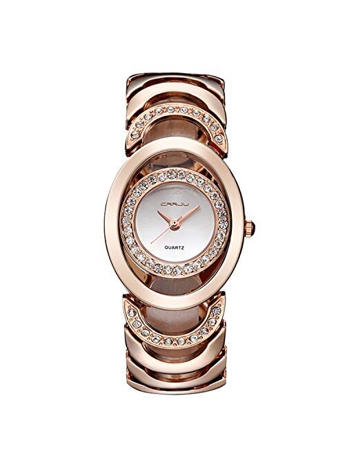 RORIOS Fashion Women Watch Shining Simulated Diamond Dial Stainless Steel Strap Ladies Dress Wristwatch Waterproof