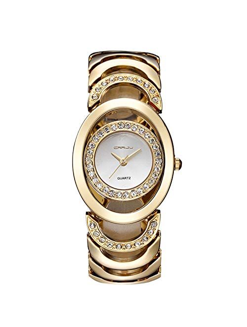 RORIOS Fashion Women Watch Shining Simulated Diamond Dial Stainless Steel Strap Ladies Dress Wristwatch Waterproof