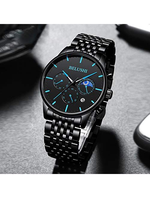 RORIOS Men's Watches Analog Quartz Watch Cool Creative Wristwatch with  Stainless Steel Brecelet Fashion Sport Watch for Men