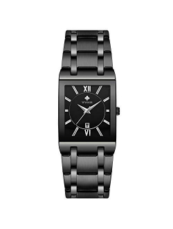 Classic Men Watch Analog Quartz Watches Square Dia Stainless Steel Band Business Men's Wristwatch with Date Multifunction Man Watch