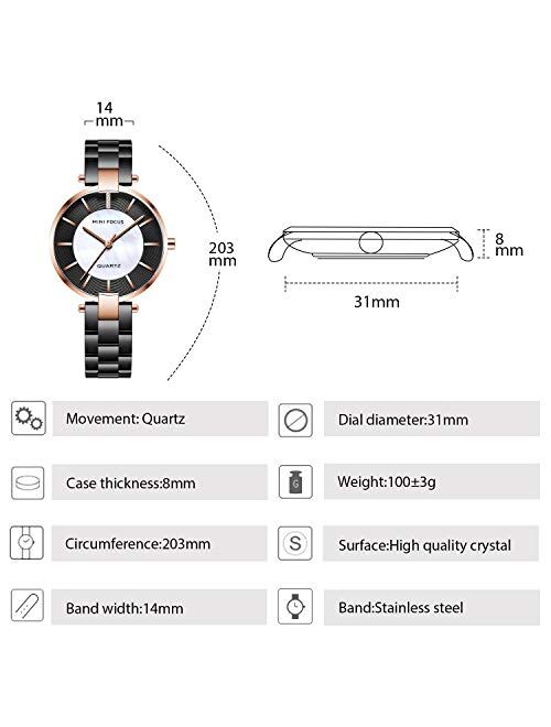 RORIOS Stylish Women Watch Stainless Steel Strap Ladies Dress Wristwatch