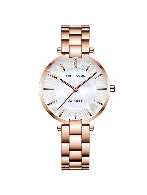 RORIOS Stylish Women Watch Stainless Steel Strap Ladies Dress Wristwatch