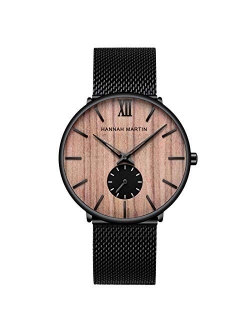 Men Watches Analog Quartz Watch Minimalist Ultra Thin Wrist Watch with Black Stainless Steel Mesh Band Fashion Dress Watch for Men