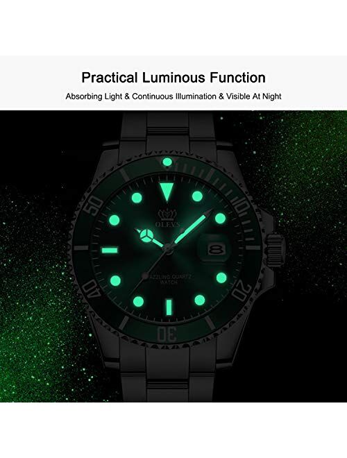 RORIOS Stylish Men Watch Luminous Analog Quartz Watches Stainless Steel Band Boys Wrist Watch Multifunction Dial Men's Watches