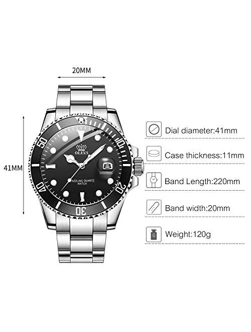 RORIOS Stylish Men Watch Luminous Analog Quartz Watches Stainless Steel Band Boys Wrist Watch Multifunction Dial Men's Watches