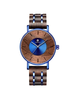 Men Wood Watches Handmade Analog Quartz Watches Lightweight Natural Wrist Watch Wooden Wristwatches for Men