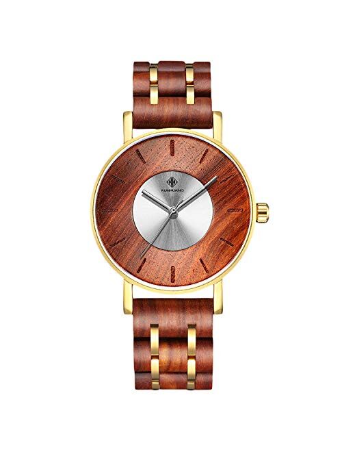 RORIOS Men Wood Watches Handmade Analog Quartz Watches Lightweight Natural Wrist Watch Wooden Wristwatches for Men