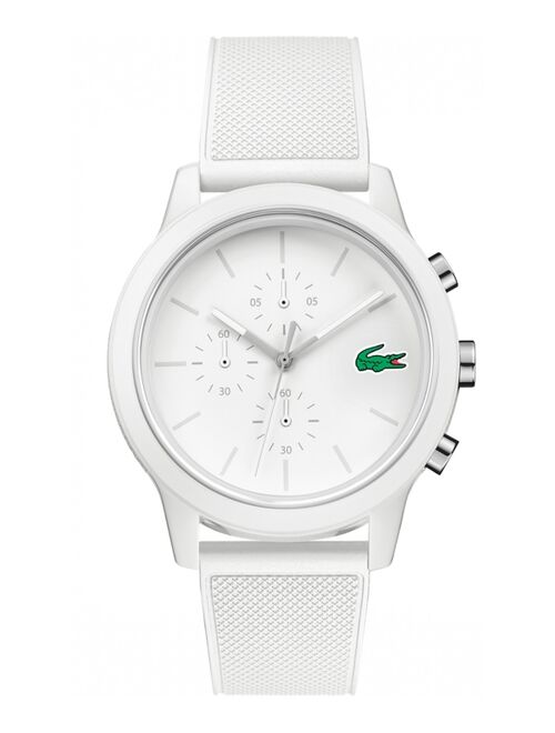 Lacoste Men's Chronograph 12.12 White Silicone Strap Watch 44mm