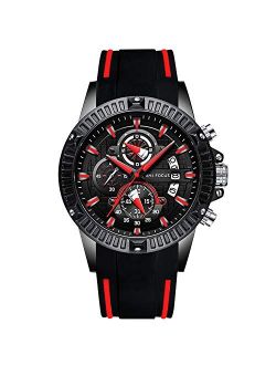 Luxury Business Men Watches Rubber Strap Calendar Luminous Stopwatch Multifunctions Wrist Watch