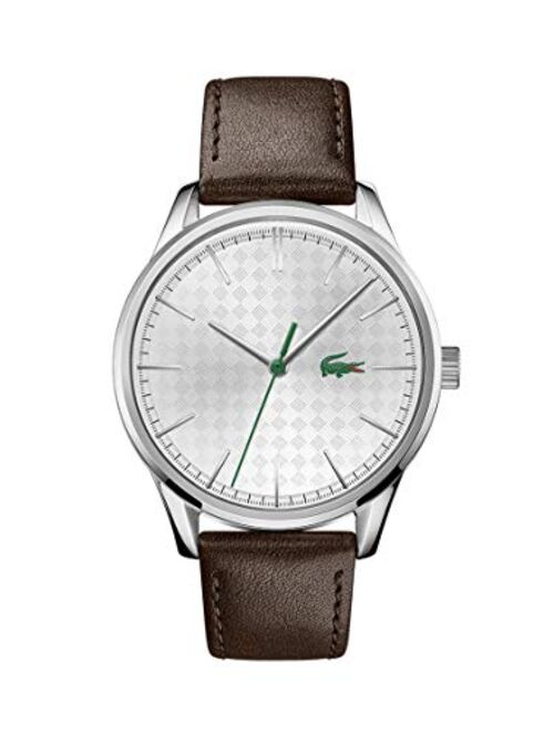 Lacoste Men's Stainless Steel Quartz Watch with Leather Calfskin Strap, Brown, 20 (Model: 2011101)