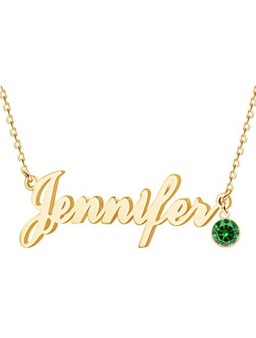 EVER2000 Custom Name Necklace, 18K Gold Plated Nameplate Personalized Jewelry Gift for Women