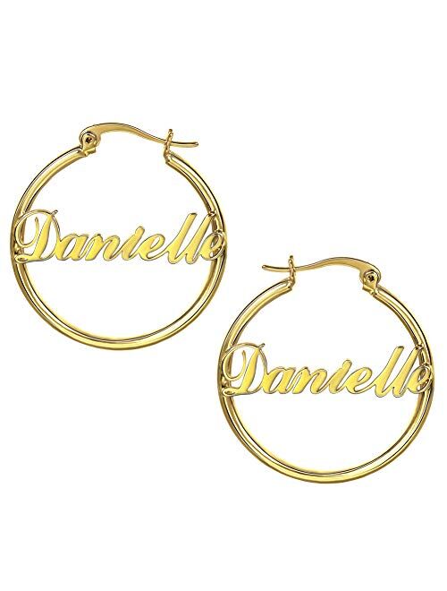 Huge Gold Hoop Earrings Custom Name Earrings Personalized Big Hoop Initial Earrings with Any Name Earrings Jewelry Gift for Women Girls