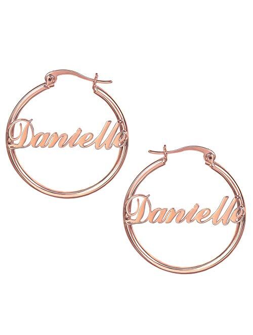 Huge Gold Hoop Earrings Custom Name Earrings Personalized Big Hoop Initial Earrings with Any Name Earrings Jewelry Gift for Women Girls