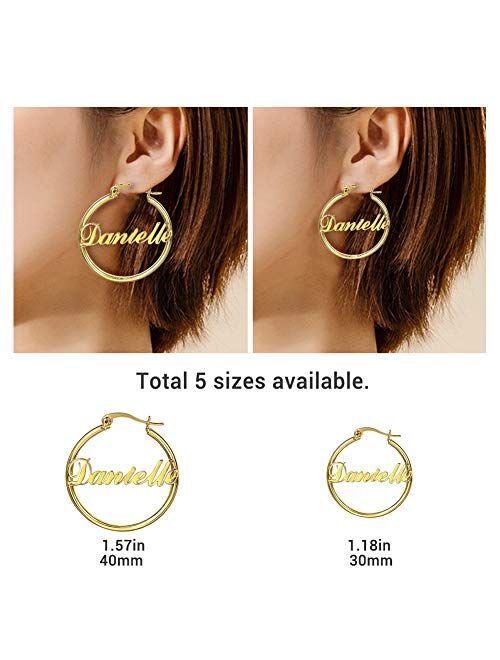 Huge Gold Hoop Earrings Custom Name Earrings Personalized Big Hoop Initial Earrings with Any Name Earrings Jewelry Gift for Women Girls