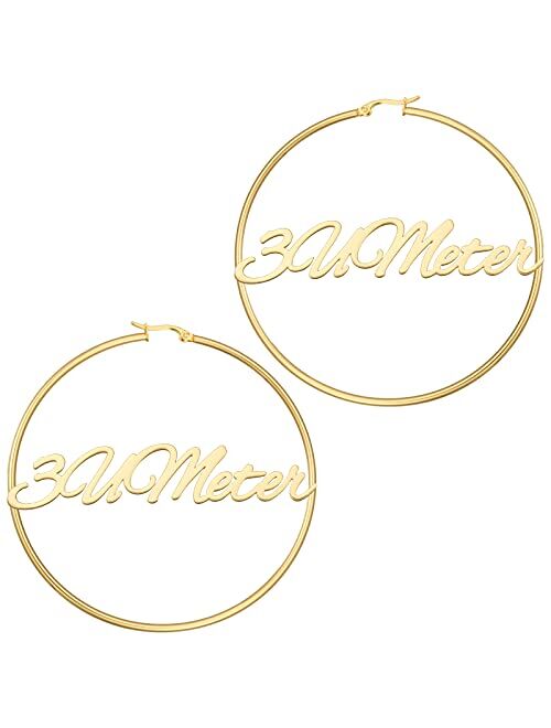 Custom Name Earrings Personalized Bamboo Hoop Earrings Gold Plated Bamboo Earrings for Women & Girls Fashion Jewelry Gift