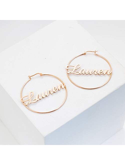 Custom Name Earrings Personalized Big Hoop Earrings Oversize Hip-Hop Earrings with Any Name for Women Girls