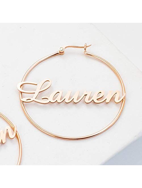 Custom Name Earrings Personalized Big Hoop Earrings Oversize Hip-Hop Earrings with Any Name for Women Girls