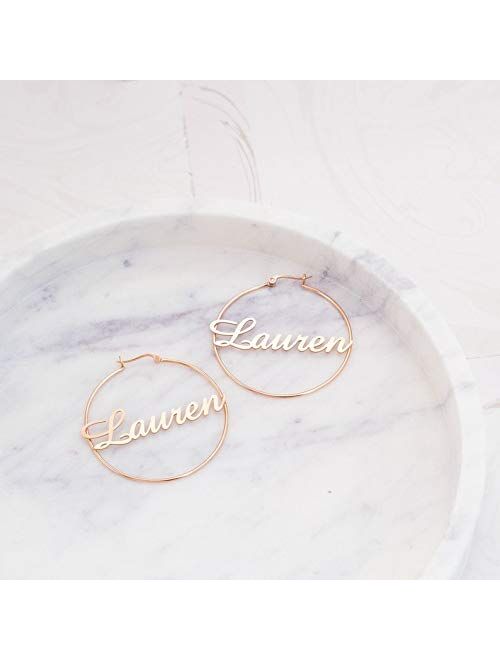 Custom Name Earrings Personalized Big Hoop Earrings Oversize Hip-Hop Earrings with Any Name for Women Girls