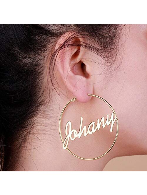 Custom Name Earrings Personalized Big Hoop Earrings Oversize Hip-Hop Earrings with Any Name for Women Girls