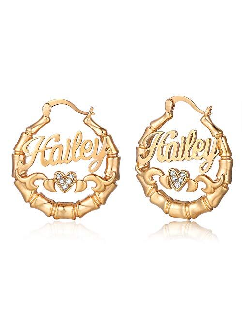 Custom Name Earrings Personalized Big Hoop Earrings Oversize Hip-Hop Earrings with Any Name for Women Girls