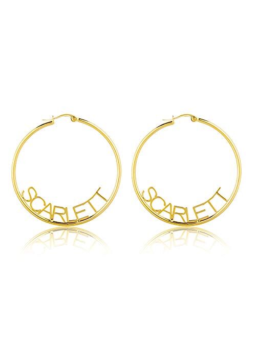 Custom Name Earrings Personalized Big Hoop Earrings Oversize Hip-Hop Earrings with Any Name for Women Girls