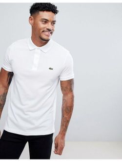 slim fit pique short sleeve polo in white