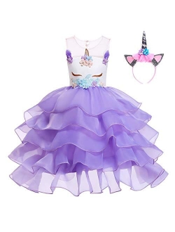 Princess Dresses for Girls Unicorn Costume Flower Pageant Dress 2-10 Years