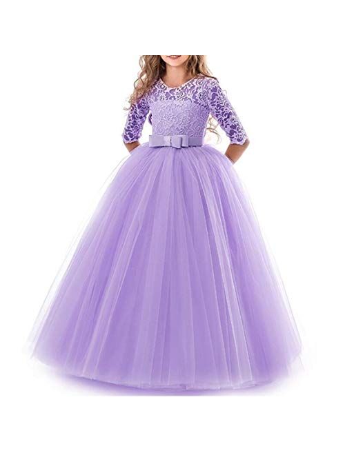 HNXDYY Girl Unicorn Party Princess Dress Rainbow Tulle Long Wedding Gown Birthday Kids Clothes