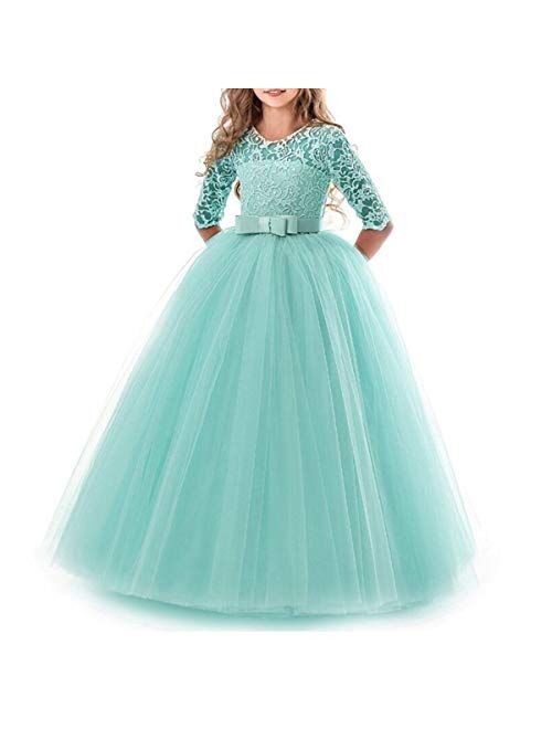 HNXDYY Girl Unicorn Party Princess Dress Rainbow Tulle Long Wedding Gown Birthday Kids Clothes