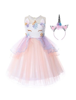 JerrisApparel Flower Girls Unicorn Costume Pageant Princess Party Dress