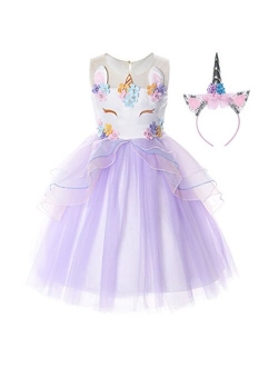 JerrisApparel Flower Girls Unicorn Costume Pageant Princess Party Dress