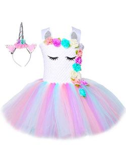 HJTT Pastel Unicorn Tutu Dress for Girls Kids Birthday Party Unicorn Costume Outfit