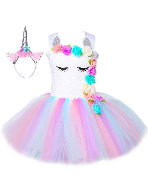 HJTT Pastel Unicorn Tutu Dress for Girls Kids Birthday Party Unicorn Costume Outfit