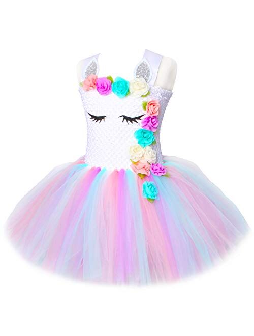 HJTT Pastel Unicorn Tutu Dress for Girls Kids Birthday Party Unicorn Costume Outfit