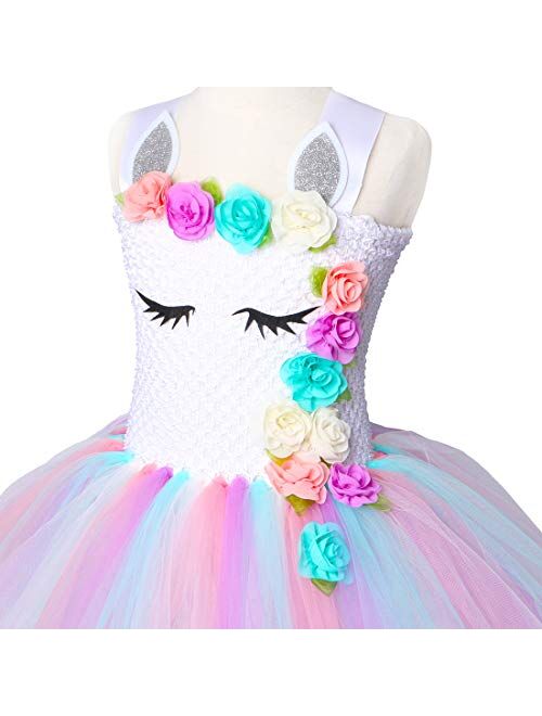 HJTT Pastel Unicorn Tutu Dress for Girls Kids Birthday Party Unicorn Costume Outfit