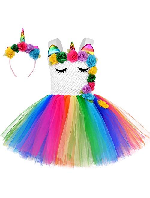 HJTT Pastel Unicorn Tutu Dress for Girls Kids Birthday Party Unicorn Costume Outfit