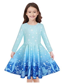 Quedoris Girls Dress Unicorn Printed Casual Party Twirly Dress for Kids in 2t to 9 Years