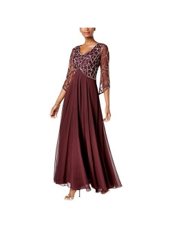 Women's 3/4 Sleeve Geo Beaded Gown