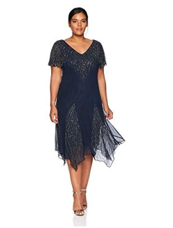 Women's Plus Size Short Beaded Dress