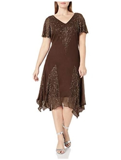 Women's Plus Size Short Beaded Dress