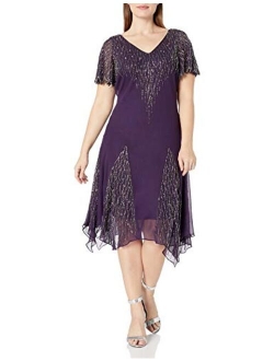 Women's Plus Size Short Beaded Dress