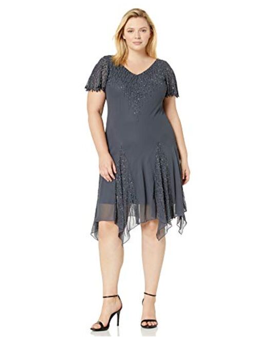 J Kara Women's Plus Size Short Beaded Dress