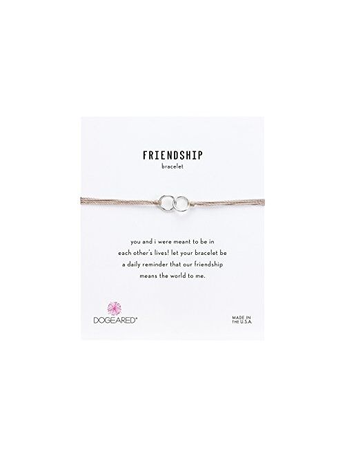 Dogeared Women's Friendship Double Linked Rings Silk Bracelet