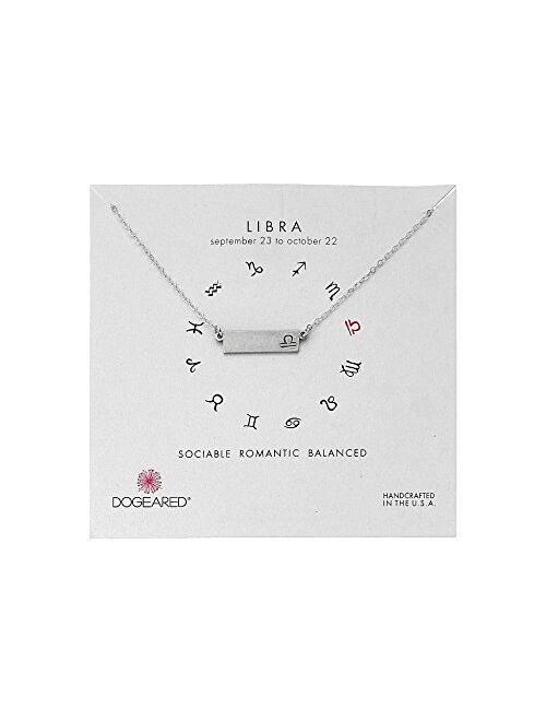 Dogeared Libra Zodiac Bar Necklace, Sterling Silver