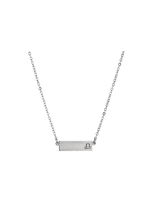 Dogeared Libra Zodiac Bar Necklace, Sterling Silver