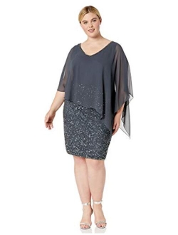 Women's Plus Size Caplet Short Cocktail Beaded Dress