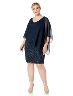 Women's Plus Size Caplet Short Cocktail Beaded Dress