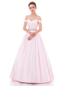 Annadress Prom Dress Long Bridesmaid Dresses Satin Beaded Homecoming Dresses Evening Dresses With Pocket 2018 For Women