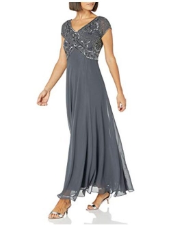 Women's Cap V-Neck Beaded Dress